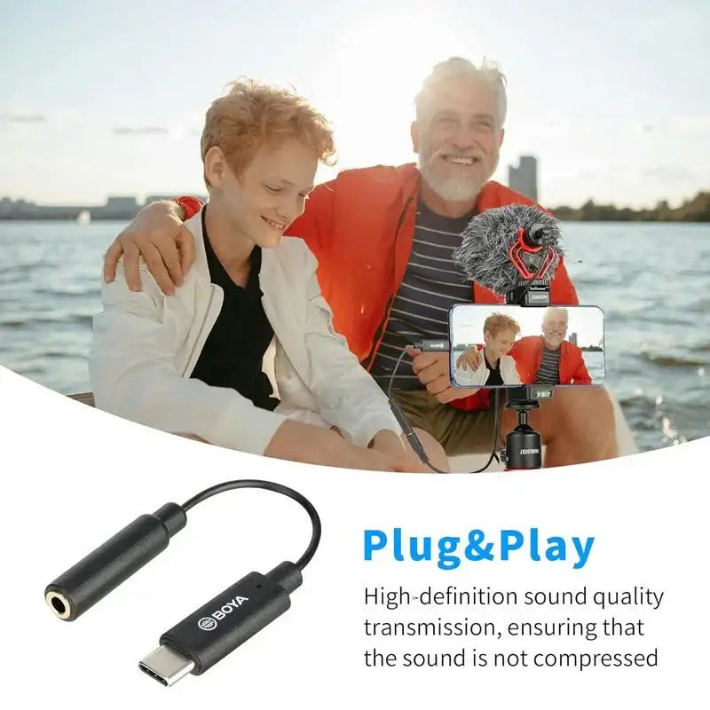 Boya BY-K4 6CM 3.5MM FEMALE TRRS TO MALE TYPE-C ADAPTER CABLE - GulfStore.com