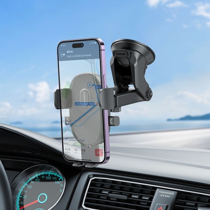 BH93 | Borofone Grand One-Button Car Holder | Center Console | Black