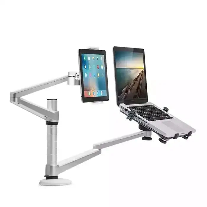 GAMVITY MULTI-FUNCTIONAL LAPTOP AND TABLET DUAL ARM MOUNT HOLDER STAND OA-9X - SILVER - GulfStore.com