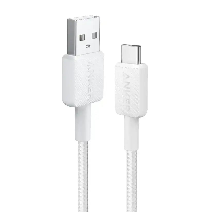Anker 322 USB-A to USB-C Cable Braided (1.8m/6ft) (White) - GulfStore.com