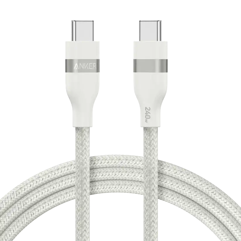 Anker USB-C to USB-C Cable 240W (Upcycled-Braided) (1.8m/6ft) -White - GulfStore.com