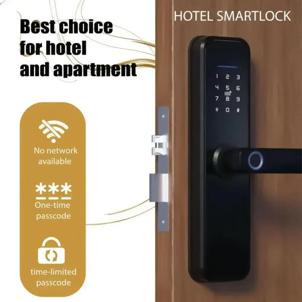 Elite Smart Lock , Finger Print + Password + Card + App Remote , Black - GulfStore.com