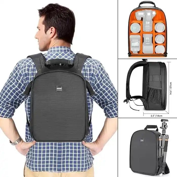 Neewer MULTI-FUNCTION BACKPACK FOR CAMERAS AND ACCESSORIES(ORANGE INTERIOR)