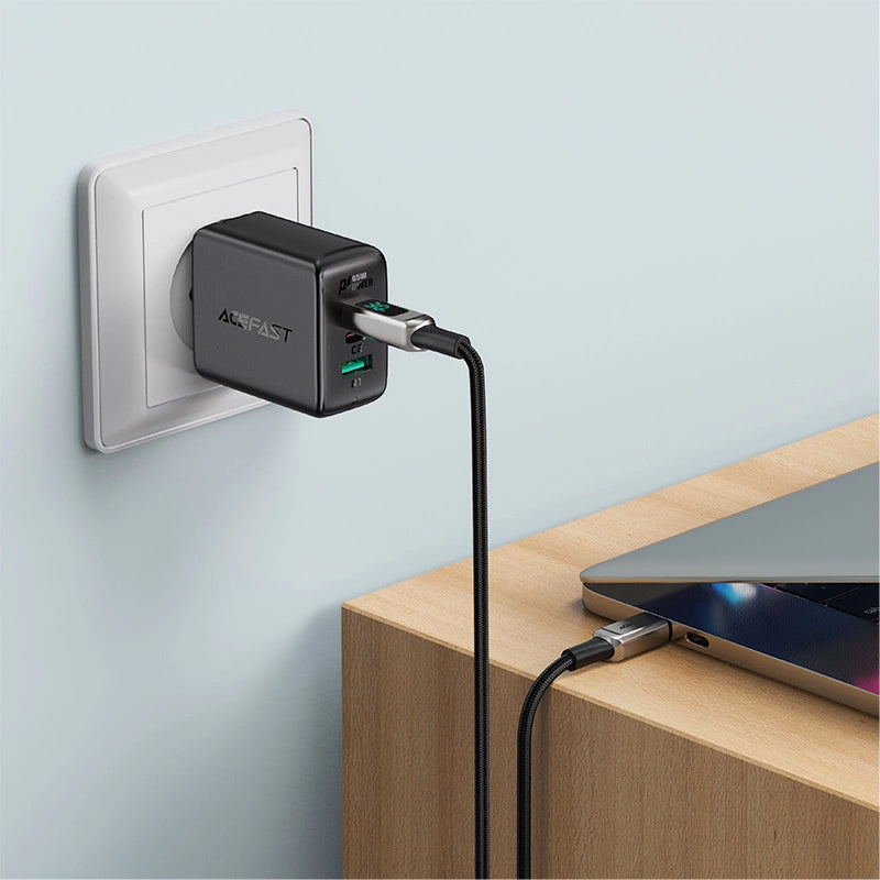 AceFast | 15887 | C6-01 | Usb C To Lightning Zinc Alloy Digital Display Braided Charging Data Cable | Black - GulfStore.com