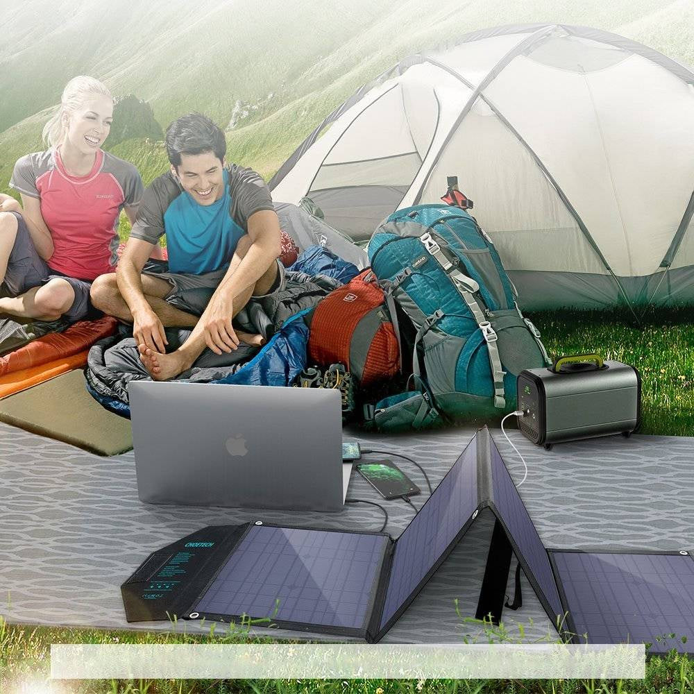 SC007 Choetech 80W Foldable DC+ PD30W Type-c+2*USB-A QC18W Solar Charger pannel folding bag