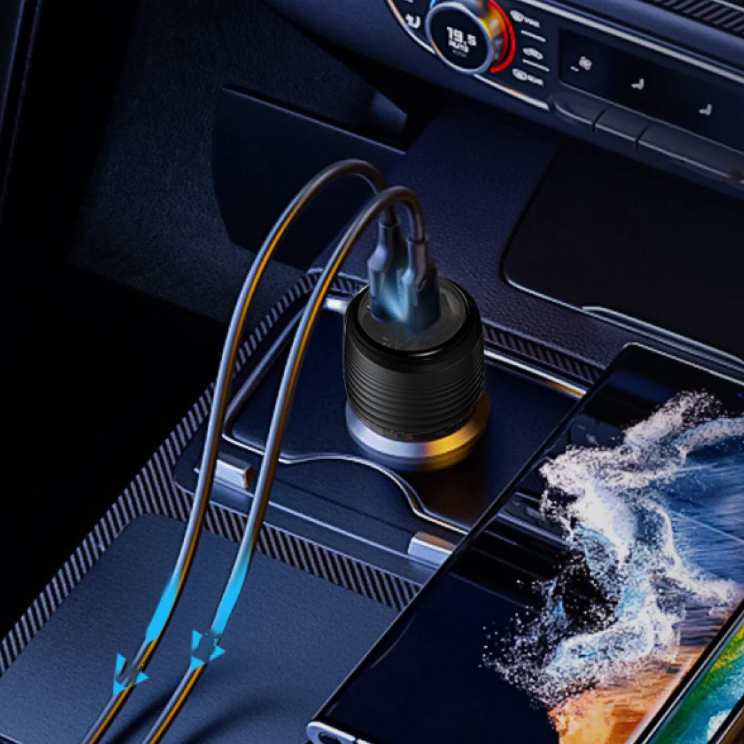 PW-CC51WCA1-TP | PAWA Solid Car Charger Dual Port PD+QC 51W | Transparent