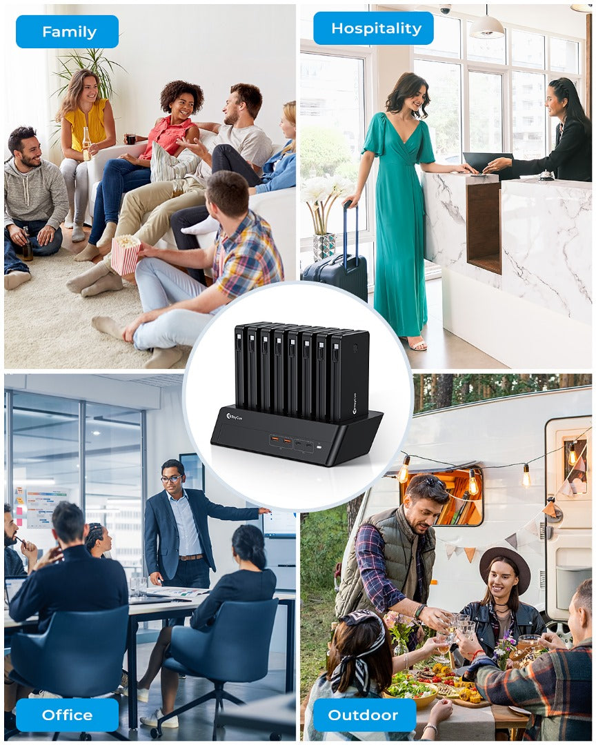 Raycue | PB001 | Raycue BoostDock 8 in 1 Charging Station Combo with 8*10000mAh PD20W Power Bank-UK