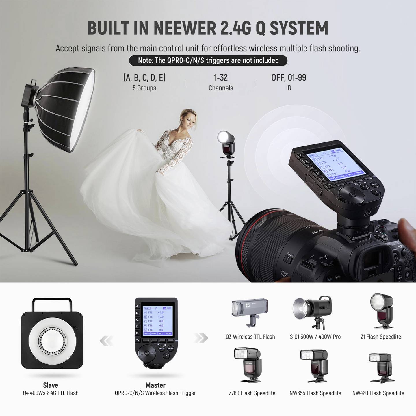 Neewer Q4 400W 2.4G TTL FLASH WITH BATTERY (EU)