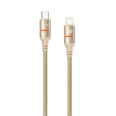 PD-CBL0028-GD-L | Porodo USB-C To Lightning LED Light Cable | Gold