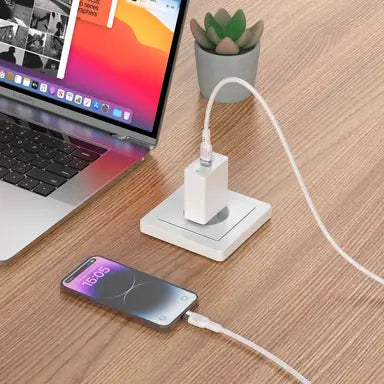 PD-CBL0010-WH | Porodo USB-C to Lightning Aluminum Braided Cable | White