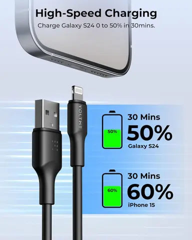 17197 | C2300 | Voltme Powe Link EDC Series Cable USB A to Lightning 3.0M 2.4A 12W | Black