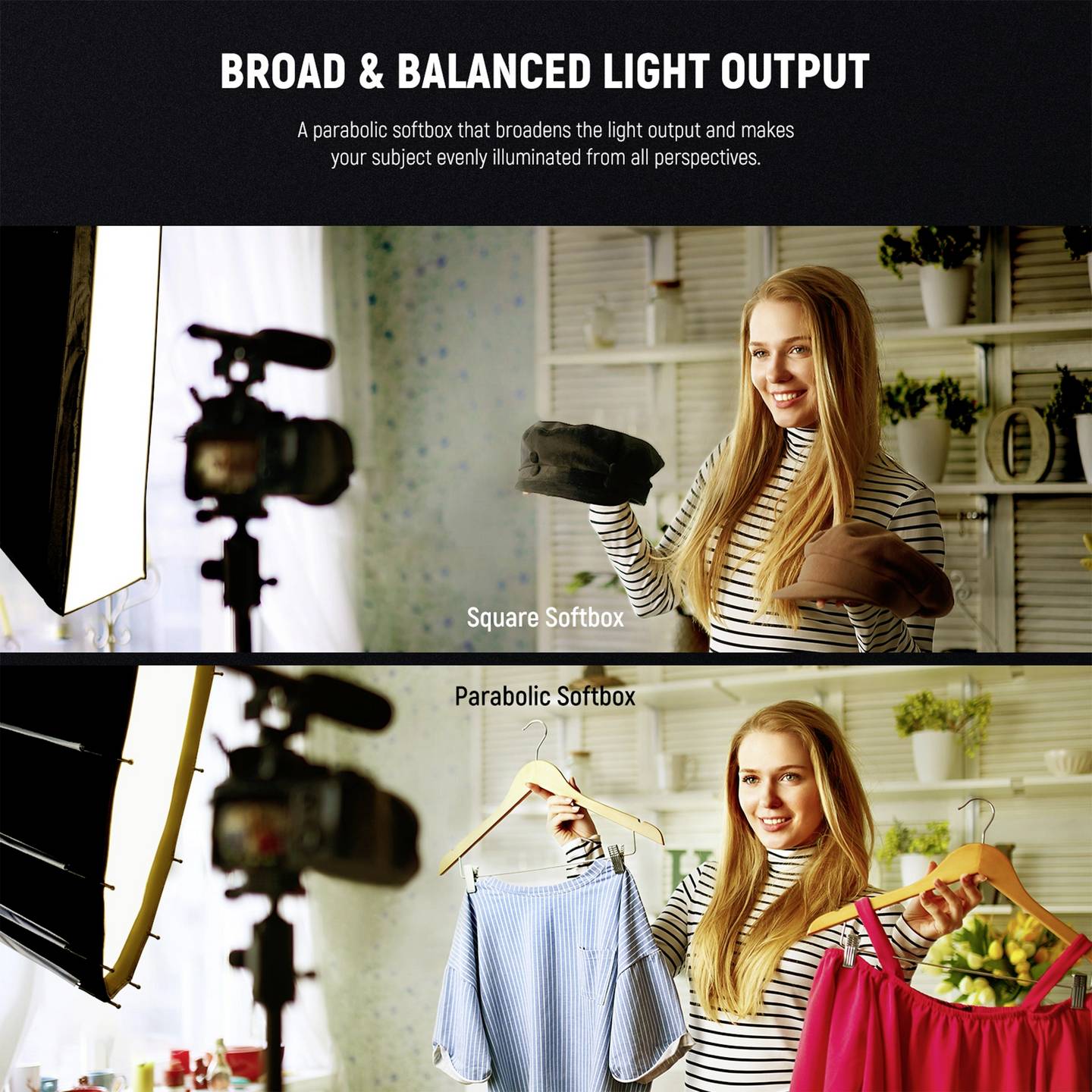 صندوق إضاءة نيور 85 سم عميق مكافئ سريع التحرير مع شبكة قرص العسل