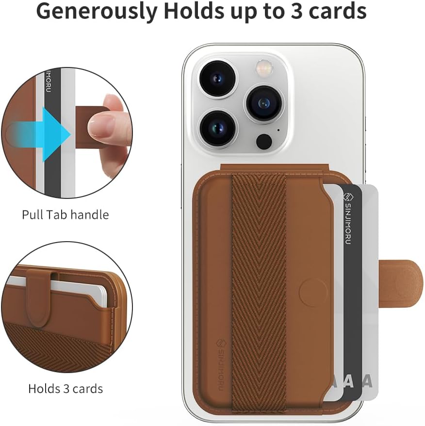 Sinjimoru | SMA-PLTB-STAN-BR | Sinjimoru M-Pull Tab Stand Magsafe Wallet - Brown