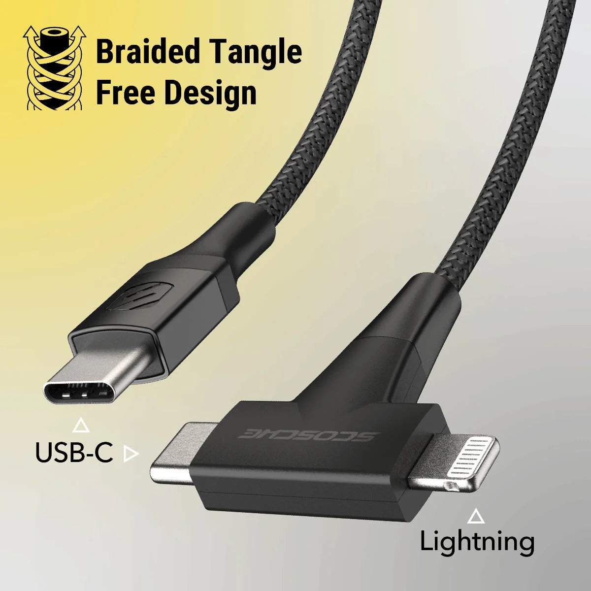 Scosche | CCi4B4T-SP | Scosche StrikeLine™ HH 2-in-1 USB-C to C®/Lightning™ Cable | Black