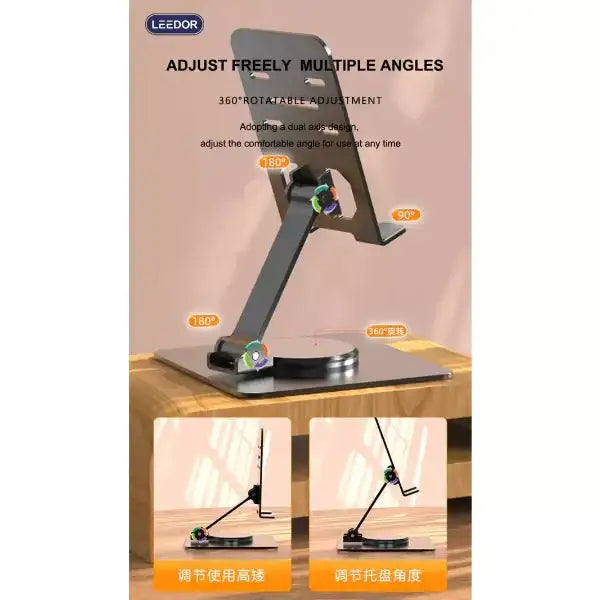 LD-358 , LEEDOR FOLDING PHONE HOLDER ABS+ALUMINUM , BLACK - GulfStore.com