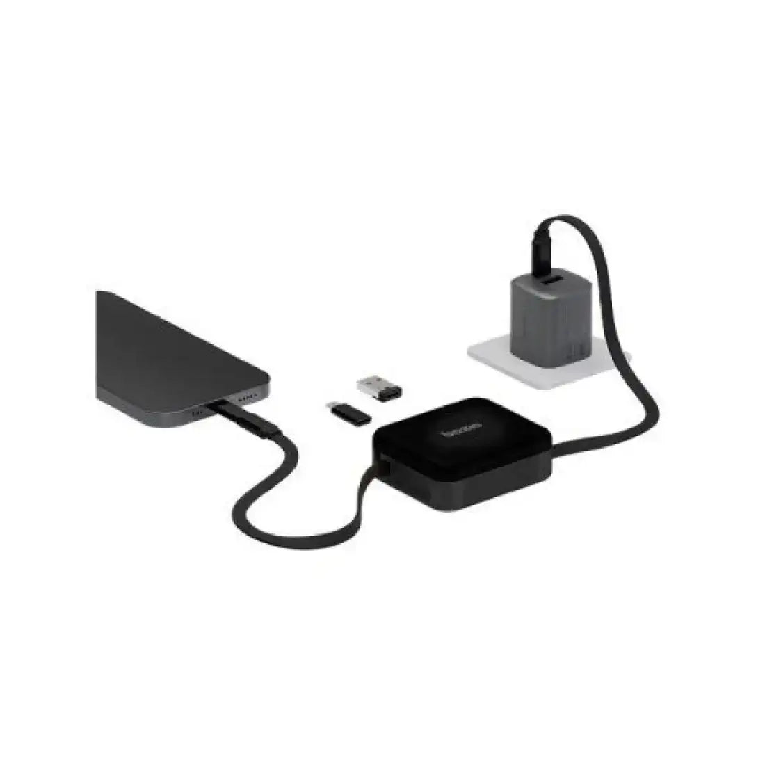 Bazic Gocharge Loop 5 In 1 Cable Kit With Micro/Usb-A/Lightning Adapter With 1M Retractable Travel Kit - Black - GulfStore.com