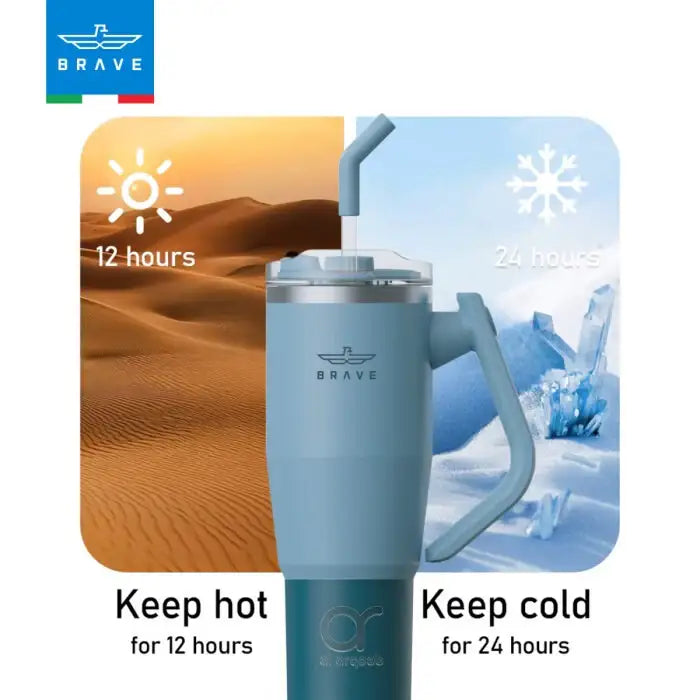 17998, BT-01NBL , Brave Temp Guard Vacuum Insulated Travel Mug – 180° Rotating Handle, 24H Cold & 12H Hot Retention, Leak-Proof Lids, 1200ml - Nave Blue - GulfStore.com