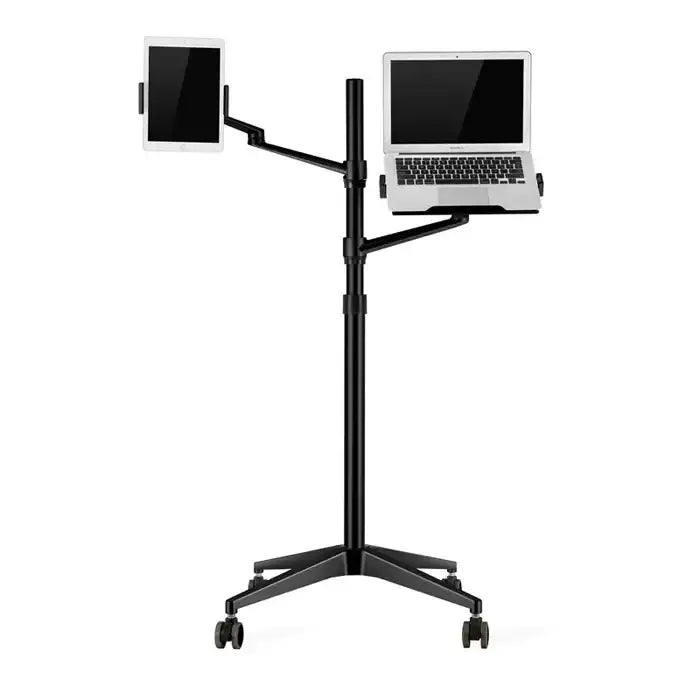 Multifunction Computer Floor Stand For Laptop/tablet/phone Holder Height/angle Adjustable With Wheel Aluminum Up-9l - Black - GulfStore.com