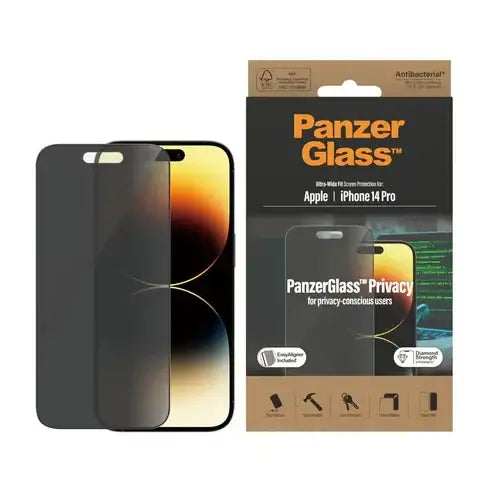 310103626 , PanzerGlass™ Privacy Screen Protector Apple iPhone 14 Pro | Ultra-Wide Fit w. EasyAligner - P2784 - GulfStore.com