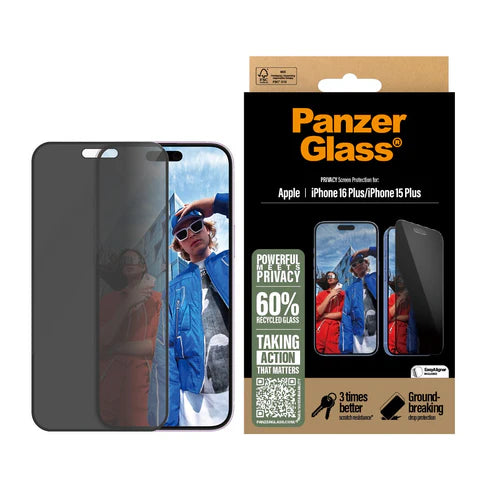 PanzerGlass Privacy iPhone 16 Plus Ultra-Wide Fit | P2863