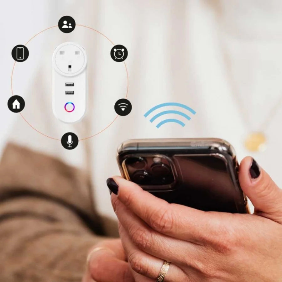 PD-WFPU2 WH | Porodo Lifestyle Dual USB-Port Smart Wifi Plug UK 16A | White