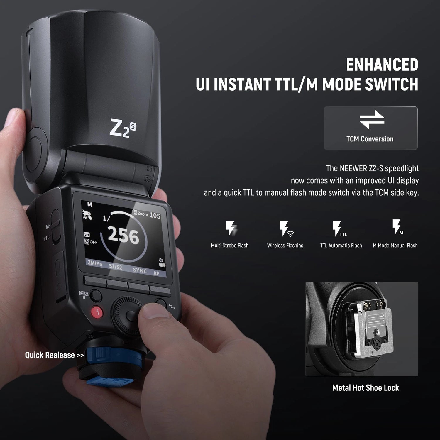 Neewer Z2-S TTL ROUND HEAD FLASH SPEEDLITE WITH 3000mAh LITHIUM BATTERY AND DIFFUSER