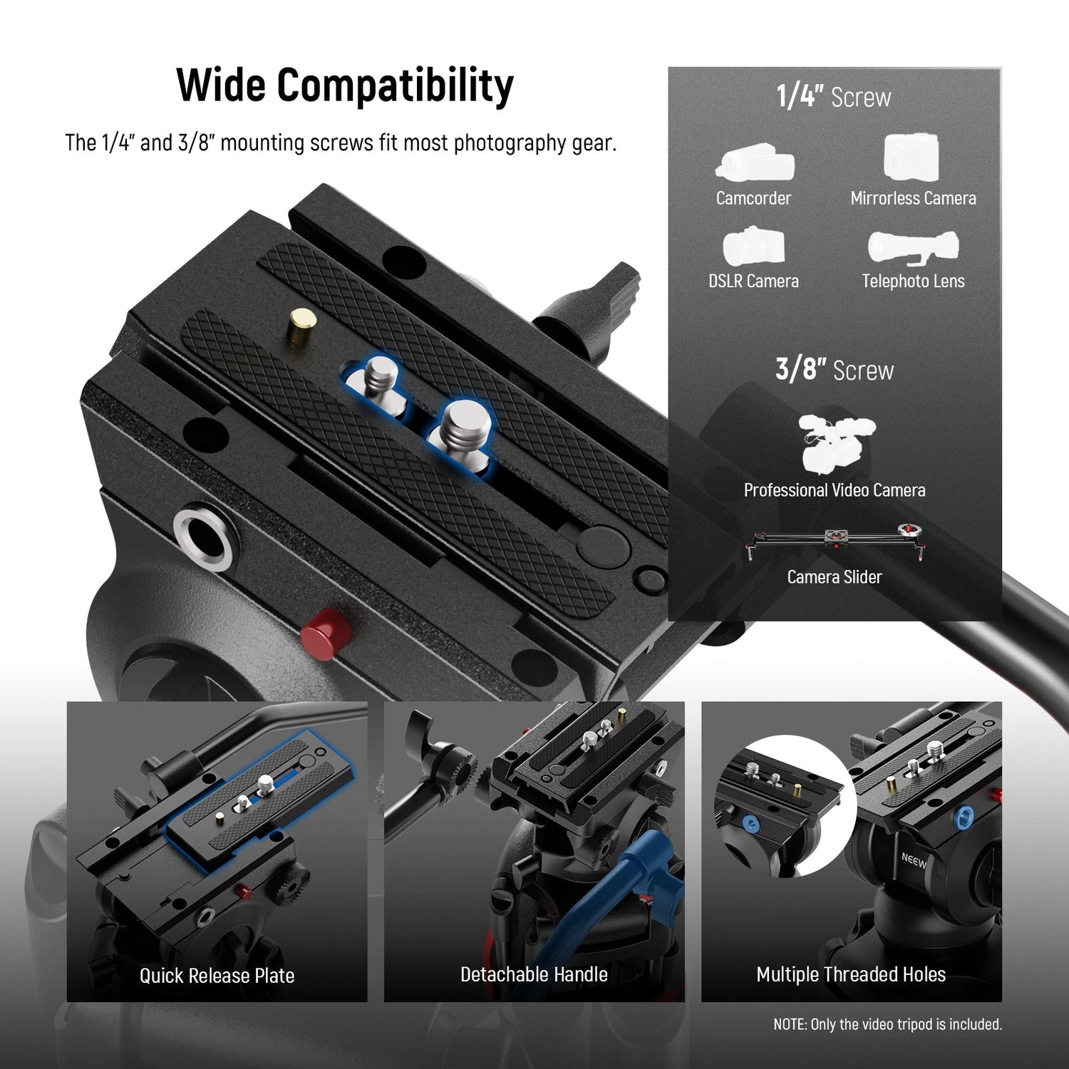 Neewer VIDEO TRIPOD WITH ADJUSTABLE FLUID HEAD