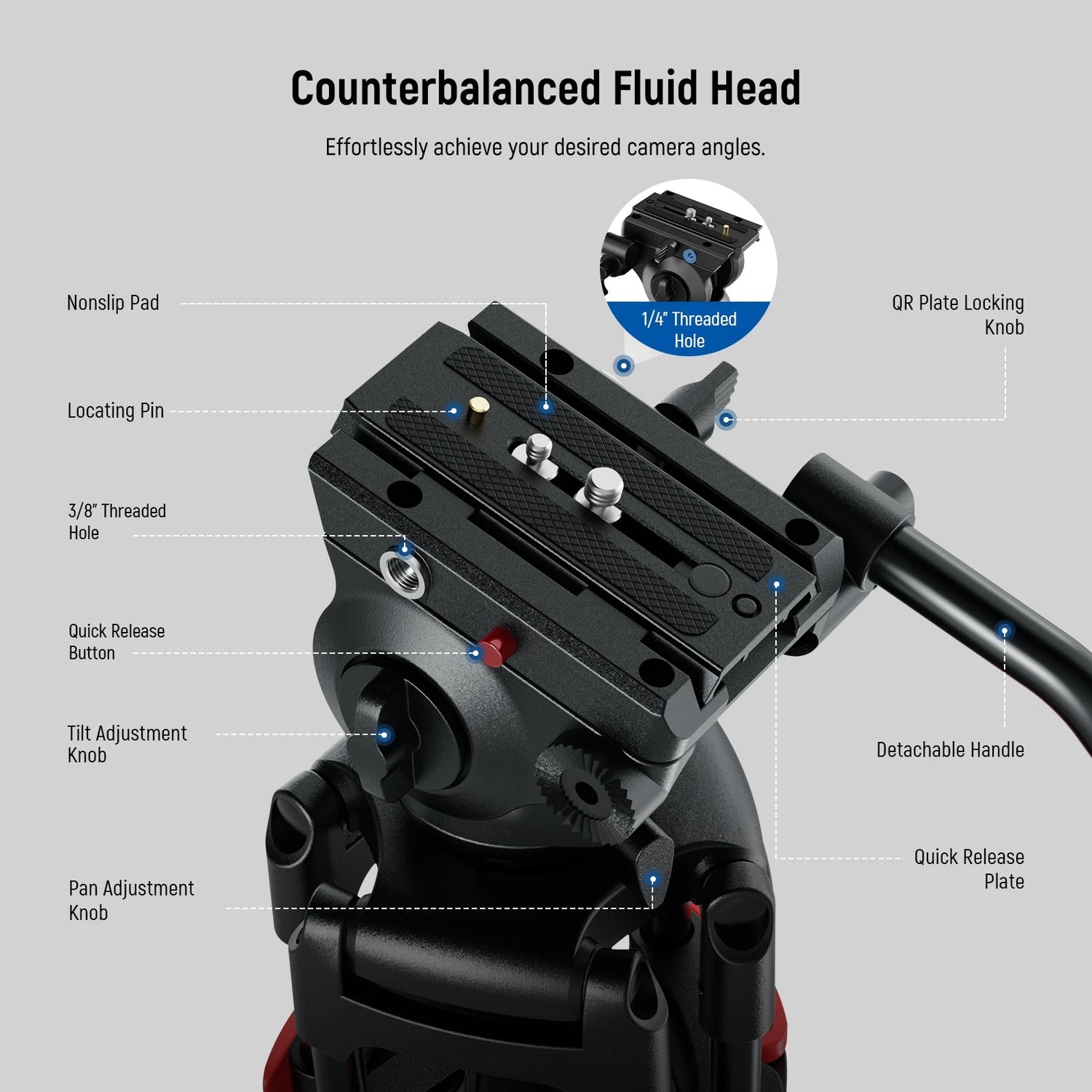 Neewer VIDEO TRIPOD WITH ADJUSTABLE FLUID HEAD