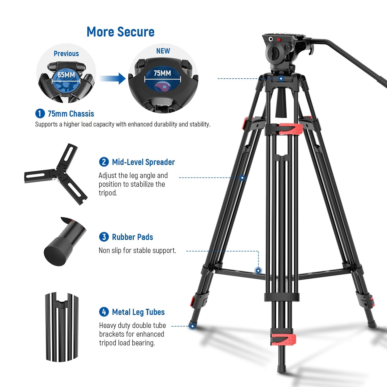 Neewer VIDEO TRIPOD WITH ADJUSTABLE FLUID HEAD