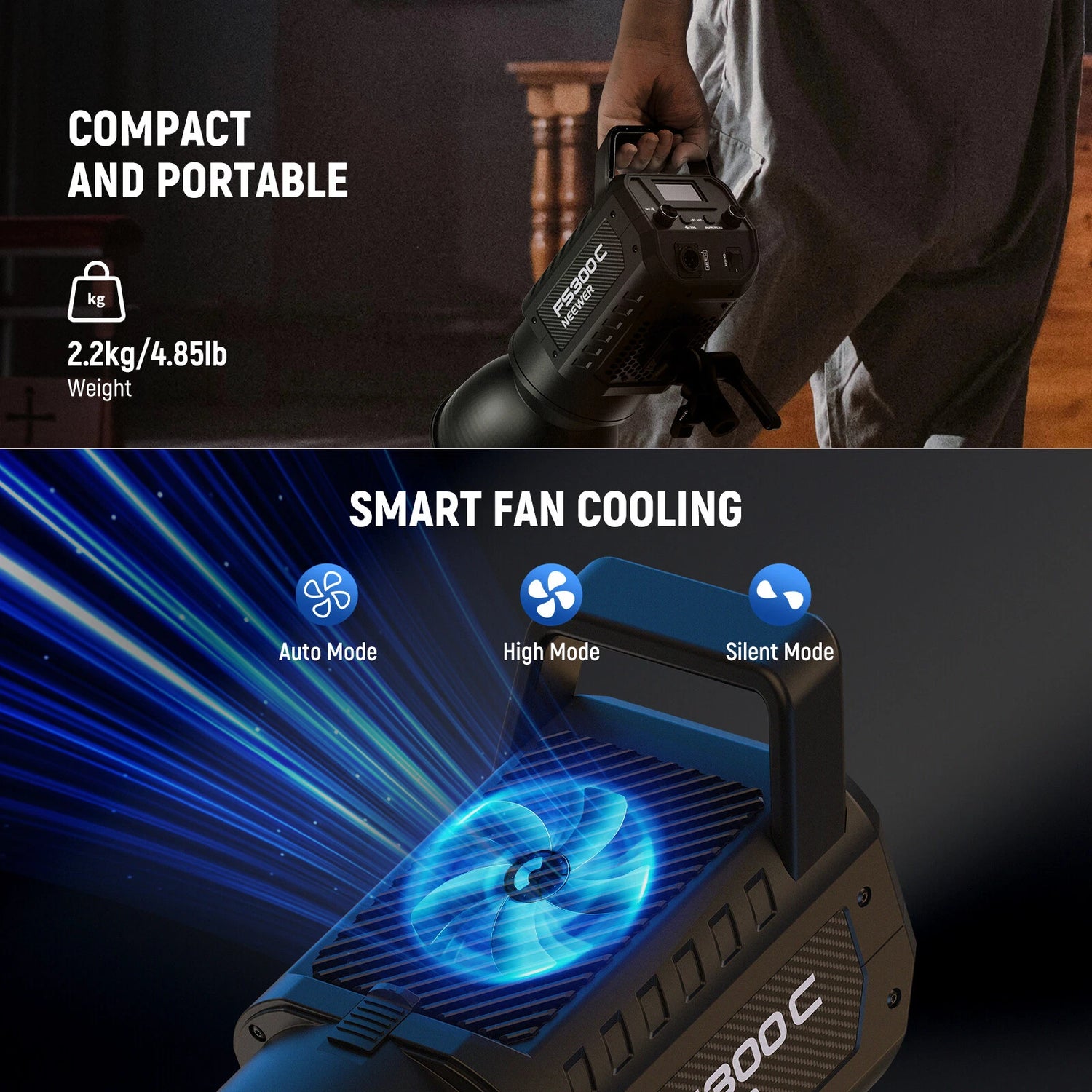 مصباح فيديو Neewer FS300C RGB بقوة 300 واط (المملكة المتحدة)