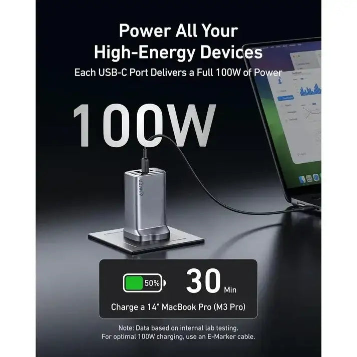A2688241 Anker Prime Charger (100W, 3 Ports, GaN) -Silver - GulfStore.com