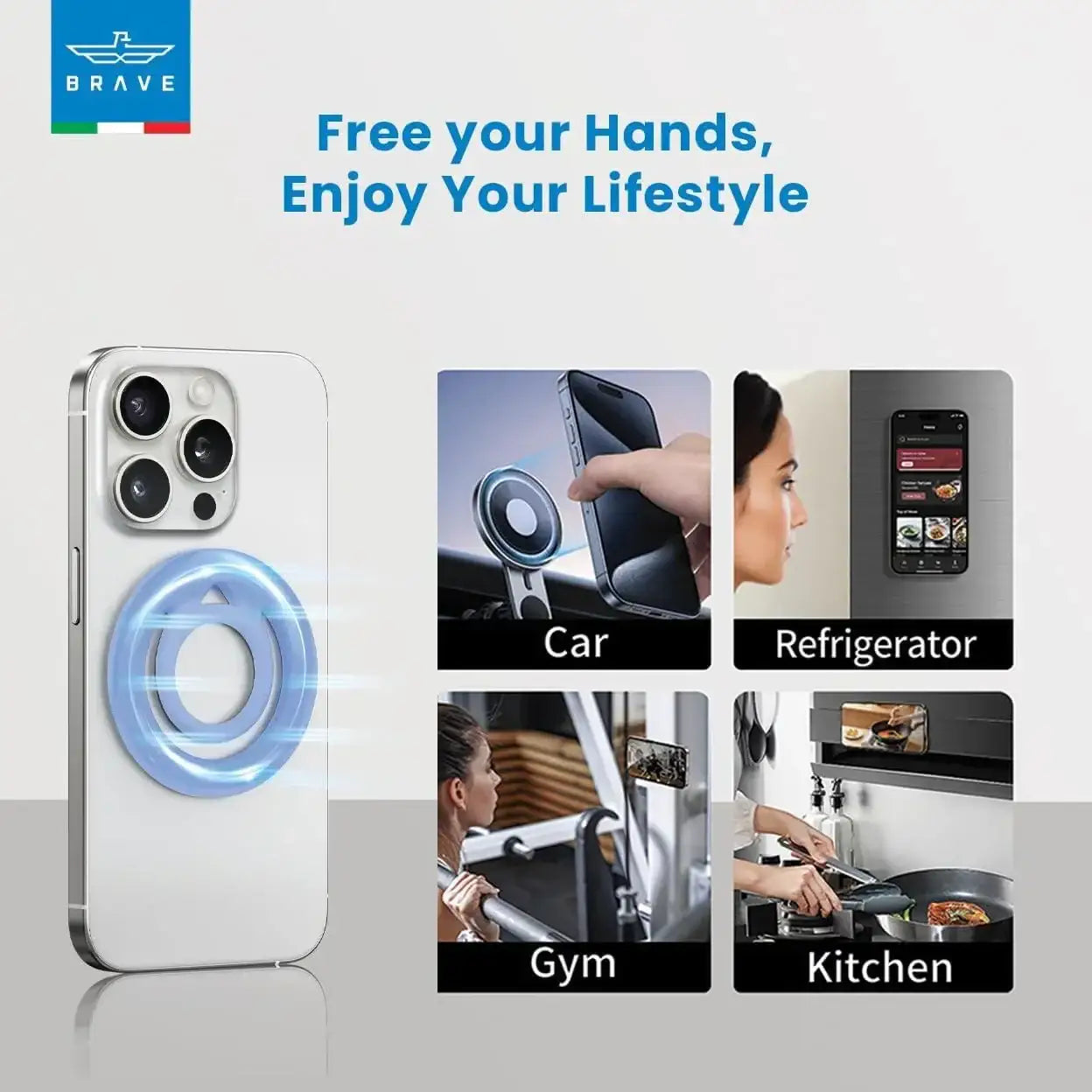 Brave | Brave Grip Magnetic Ring Finger Holder | Blue | BG-03BL - GulfStore.com