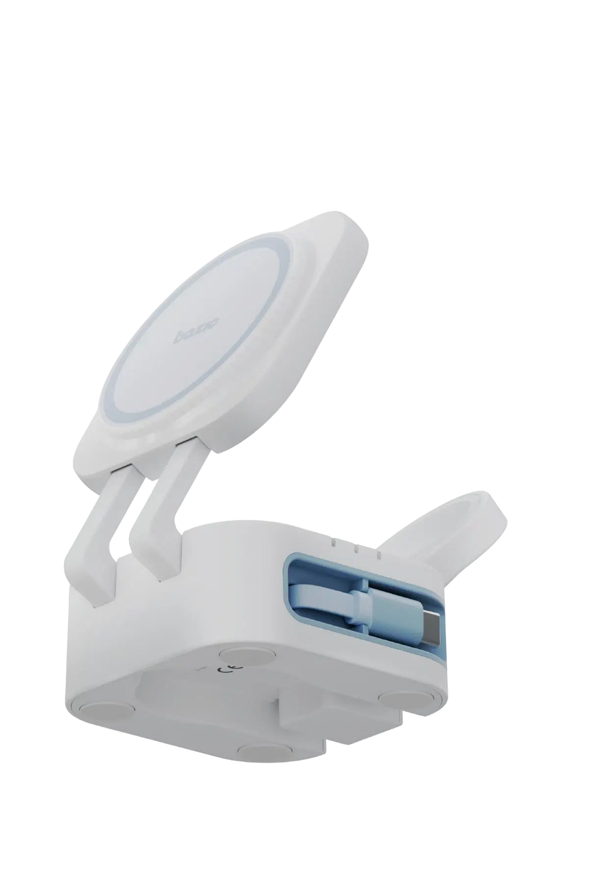 GM-STNMINI-WHT | Bazic Gomag | Station Mini 3-In-1 Foldable Wireless Charging Station With 80CM Retractable Cable & Apple Watch Charger | White