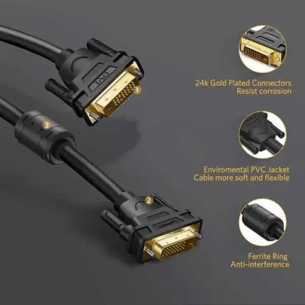 UGreen DVI-D 24+1 Dual Link Video Cable 2M - Black - GulfStore.com