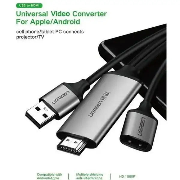 UGreen USB To HDMI Digital AV Adapter 1.5M - GRAY - GulfStore.com
