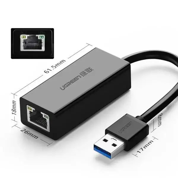 UGreen USB 3.0 Gigabit Ethernet Adapter-Black - GulfStore.com