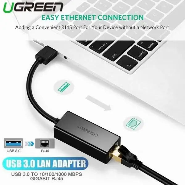 UGreen USB 3.0 Gigabit Ethernet Adapter-Black - GulfStore.com