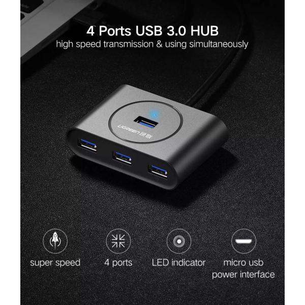 UGreen 4-in-1 USB 3.0 Data Hub 0.5M - GulfStore.com