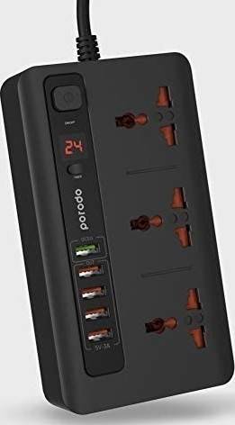Porodo Multi-Socket With Timer - 33W - 200cm Power Cord - Black