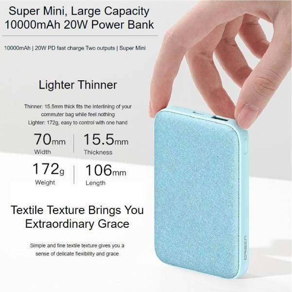 Choetech Orsen PD20W Powerbank Slim with Fabric Material E49 - Blue - GulfStore.com