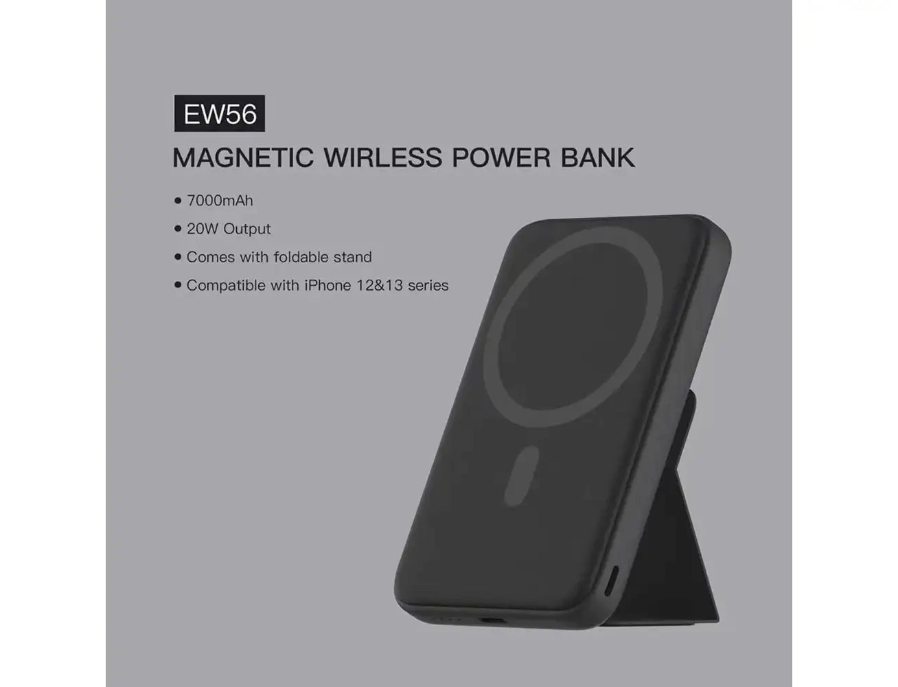 Choetech Orsen MagSafe 7000mAh 15W TYPE C lightning input EW56 - Black - GulfStore.com