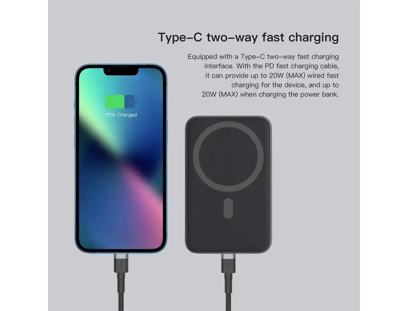Choetech Orsen MagSafe 7000mAh 15W TYPE C lightning input EW56 - Black - GulfStore.com