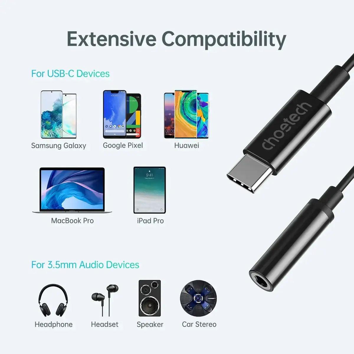 Choetech USB-C To 3.5mm Headphone Adapter AUX003 - GulfStore.com
