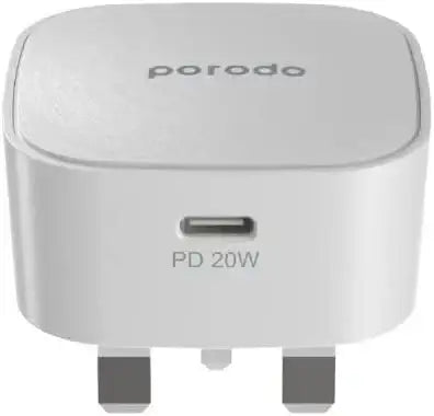 Porodo Fast Wall Charger PD 20W UK - White - GulfStore.com