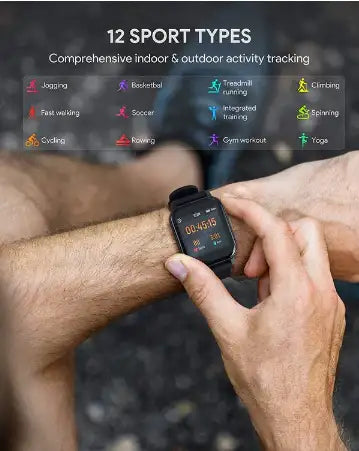 Aukey Smartwatch Fitness Tracker 12 Activity Modes IPX6 Waterproof - Black - GulfStore.com