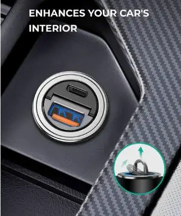Aukey 30W PD Metal Dual Port Fast Car Charger with PPS & QC 3.0 - Black - GulfStore.com
