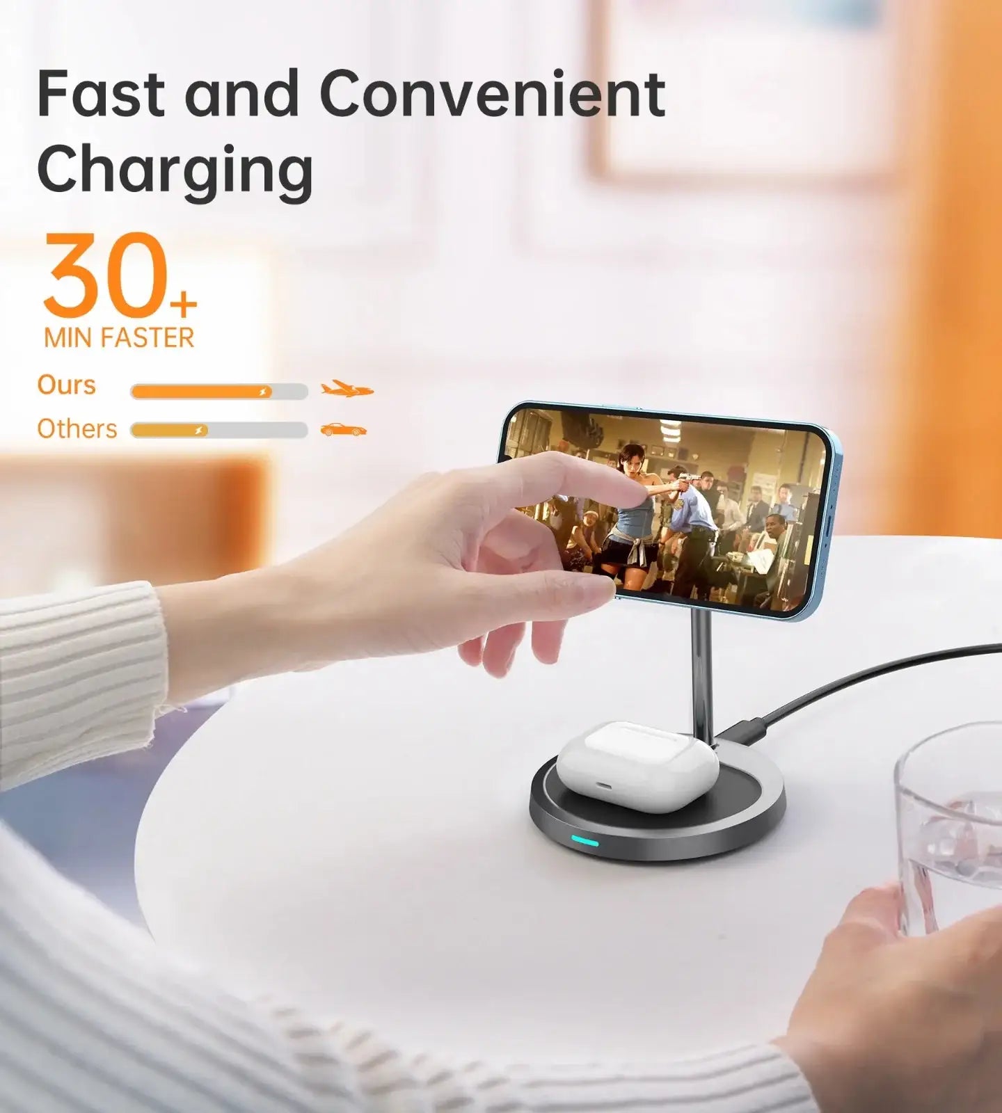 Choetech 2-in-1 Magnetic Wireless Charging Stand T575-F-SL – Gray - GulfStore.com
