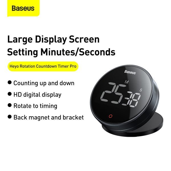 BASEUS | FMDS00012 | Heyo Rotation Countdown Timer Pro Magnetic Digital Alarm Clock | Dark Grey