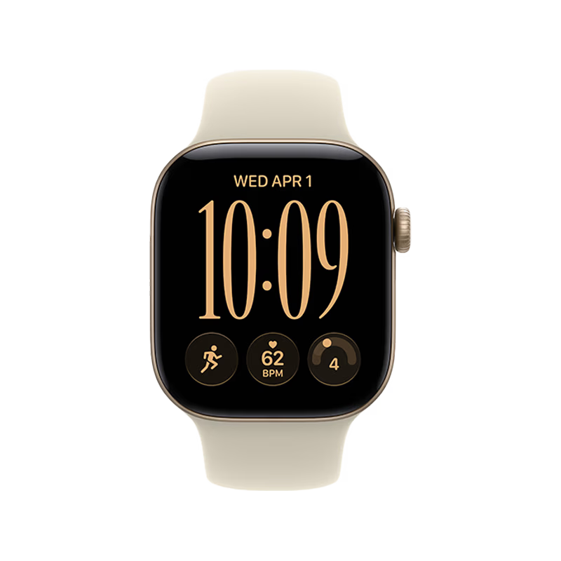 Apple Watch Series 12 GPS 46mm Light Gold Aluminium Case with Sand Sport Band - S/M