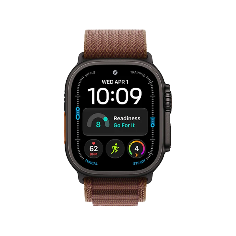 Apple Watch Ultra 4 GPS + Cellular, 49mm Black Titanium Case with Burgundy Alpine Loop - Medium